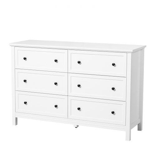 Chest of drawers with 6 drawers in wood, pull-out and anti-tip, white | EU