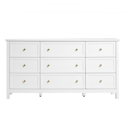 Wooden chest of drawers with 9 drawers, sliding drawers and anti-tip, white | EU