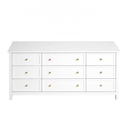 Wooden chest of drawers with 9 drawers, sliding drawers and anti-tip, white | EU