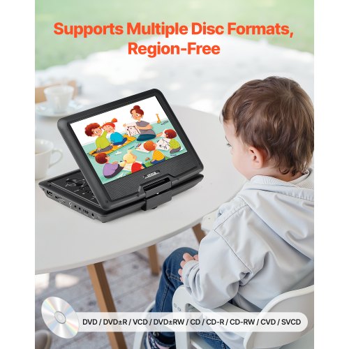 Portable DVD Player 256 mm HD Swivel Screen 4 Hour Battery Life