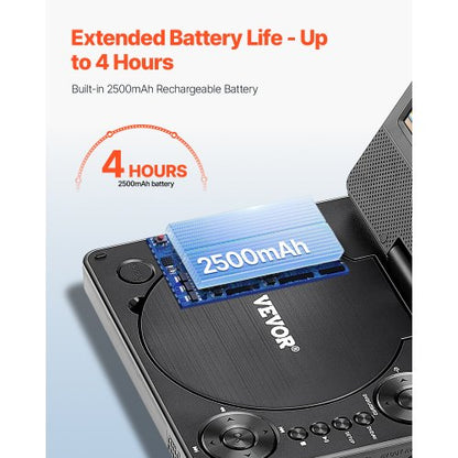 Tragbarer DVD-Player, 178 mm schwenkbarer Bildschirm, 4 Stunden eingebauter Akku