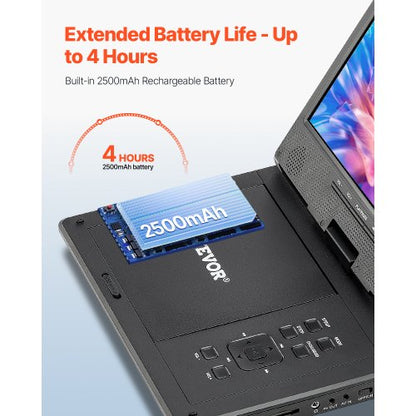 Portable DVD Player 228 mm Swivel Screen 4 Hour Built-in Battery