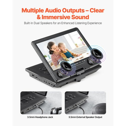 Portable DVD Player 228 mm Swivel Screen 4 Hour Built-in Battery