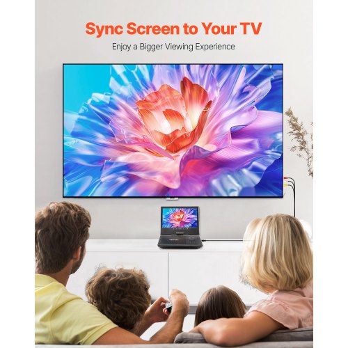 Portable DVD Player 228 mm Swivel Screen 4 Hour Built-in Battery