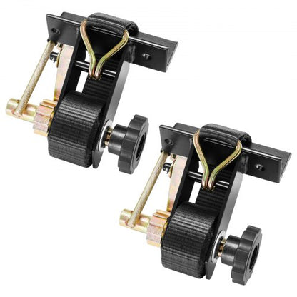 Ladder Rack Ratchet Straps, Black Square Tube Mount, 1.5 in Wide x 7.4 ft Long Black Ladder Rack Straps with Double J-Hooks, 500 lbs Load Heavy Duty, Cargo Buckle Lock Strap (2 Pack)