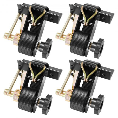 Ladder Rack Ratchet Straps, Black Square Tube Mount, 1.5 in Wide x 7.4 ft Long Black Ladder Rack Straps with Double J-Hooks, 500 lbs Load Heavy Duty, Cargo Buckle Lock Strap (4 Pack)