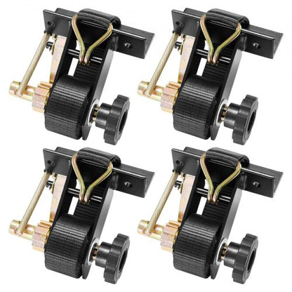 Ladder Rack Ratchet Straps, Black Square Tube Mount, 1.5 in Wide x 7.4 ft Long Black Ladder Rack Straps with Double J-Hooks, 500 lbs Load Heavy Duty, Cargo Buckle Lock Strap (4 Pack)