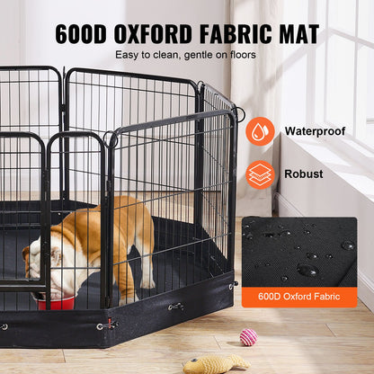 Dog Playpen, 8 Pcs 24 x 24 in Panels Foldable Metal Pet Exercise Pen, Dog Fence Indoor and Outdoor Pen with Door, Storage Bag and Bottom Pad, Pet Playpen for Dogs, Cats and Other Small Animals