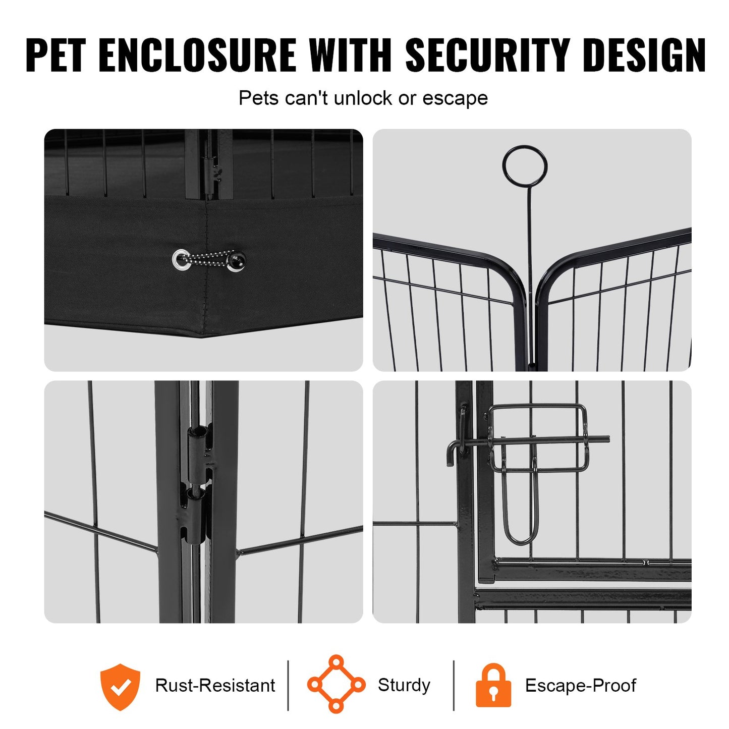 Dog Playpen, 8 Pcs 24 x 24 in Panels Foldable Metal Pet Exercise Pen, Dog Fence Indoor and Outdoor Pen with Door, Storage Bag, Top Cover and Bottom Pad, for Dogs, Cats and Other Small Animals