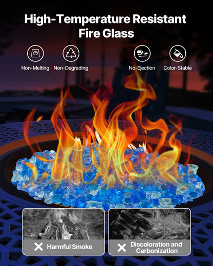 Fire Glass, 10 LBS / 4.5 KG Fireplace Rocks, 3/4-Inch / 19.05 mm Reflective Firepit Glass Rock, High Luster Stone Landscaping for Fire Pit Table, Aqua Blue + Caribbean Blue + Aqua Green