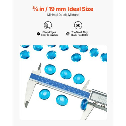 10LBS Feuerglas 3/4-Zoll Feuerglassteine ​​für Kamin Karibikblau | EU