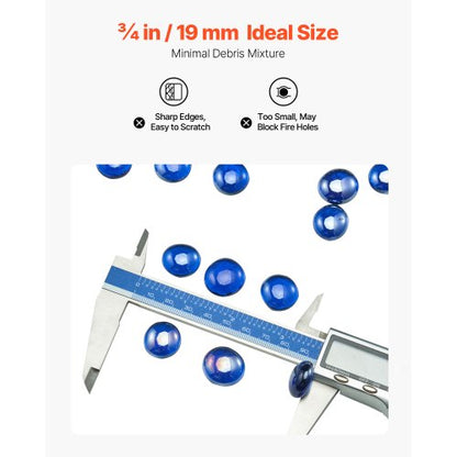 20 Pfund Feuerglas 3/4-Zoll Feuerglassteine ​​für Kamin Kobaltblau | EU