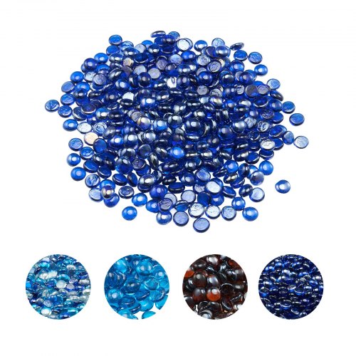 Fire Glass, 20LBS / 9KG High-Temperature Resistant Fireplace Rocks, 3/4-Inch / 19.05 mm Reflective & Smokeless Firepit Glass Beads, High Luster Stone Landscaping for Fire Pit Table, Cobalt Blue