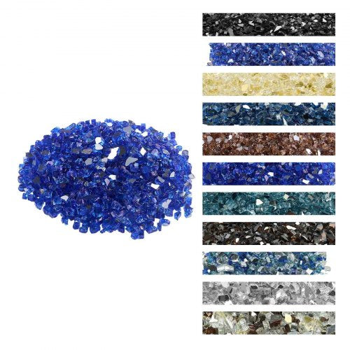 Fire Glass, 20LBS / 9KG High-Temperature Resistant Fireplace Rocks, 1/2-Inch / 12.7 mm Reflective & Smokeless Firepit Glass Rock, High Luster Stone Landscaping for Fire Pit Table, Cobalt Blue