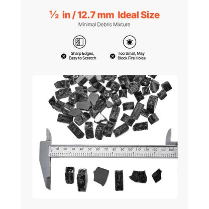 20 LBS Fire Glass 1/2-Inch Fire Glass Stones for Fire Pit Table Black | EU