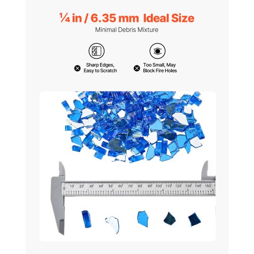 4,5 kg Feuerglas 1/4-Zoll Feuerglassteine ​​für Kamin, Kobaltblau | EU