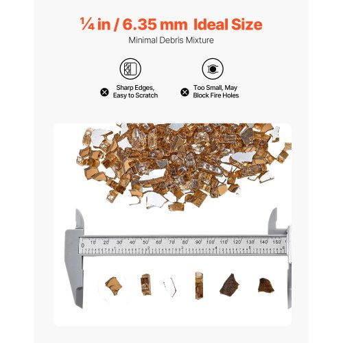 10 Pfund Feuerglas 1/4-Zoll Feuerglassteine ​​für Feuerstelle Tisch Kupfer | EU