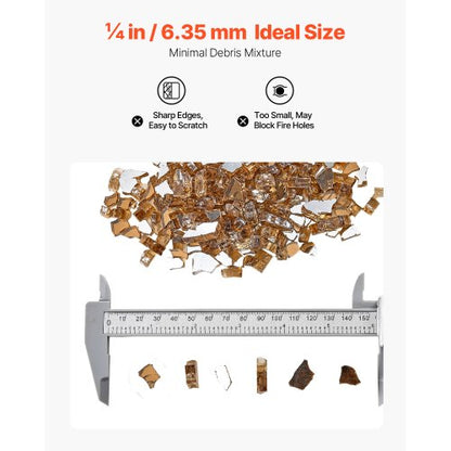 10 Pfund Feuerglas 1/4-Zoll Feuerglassteine ​​für Feuerstelle Tisch Kupfer | EU