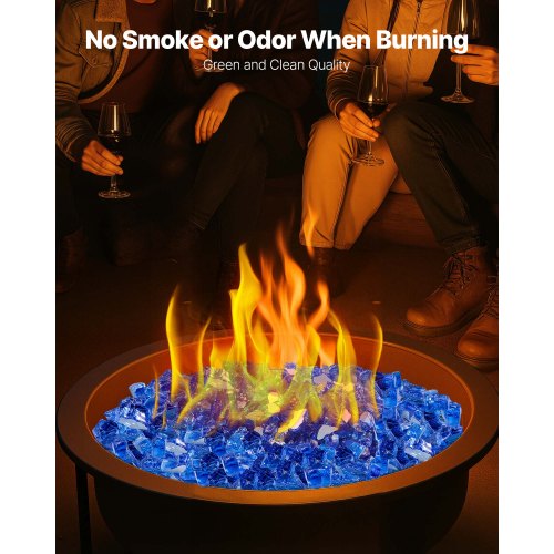 14,5 kg Feuerglas 1,25 cm Feuerglassteine ​​für Kamin, Kobaltblau | EU