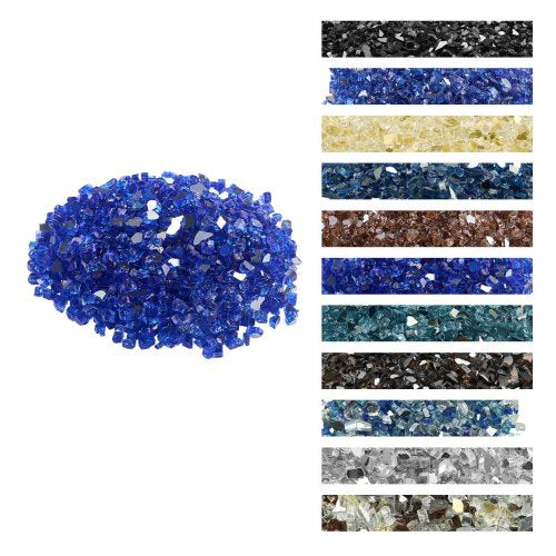 Fire Glass, 35LBS / 15.88KG High-Temperature Resistant Fireplace Rocks, 1/2-Inch / 12.7mm Reflective & Smokeless Firepit Glass Rock, High Luster Stone Landscaping for Fire Pit Table, Cobalt Blue