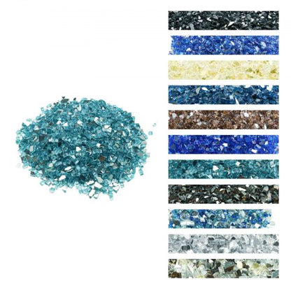 Fire Glass, 10 LBS / 4.5 KG High-Temperature Resistant Fireplace Rocks, 1/2-Inch / 12.7 mm Reflective & Smokeless Firepit Glass Rock, High Luster Stone Landscaping for Fire Pit Table, Aqua Blue