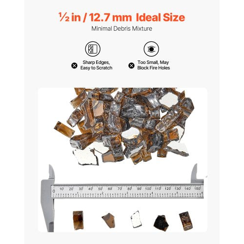 20 Pfund Feuerglas 1/2-Zoll Feuerglassteine ​​für Feuerstelle Tisch Kupfer | EU