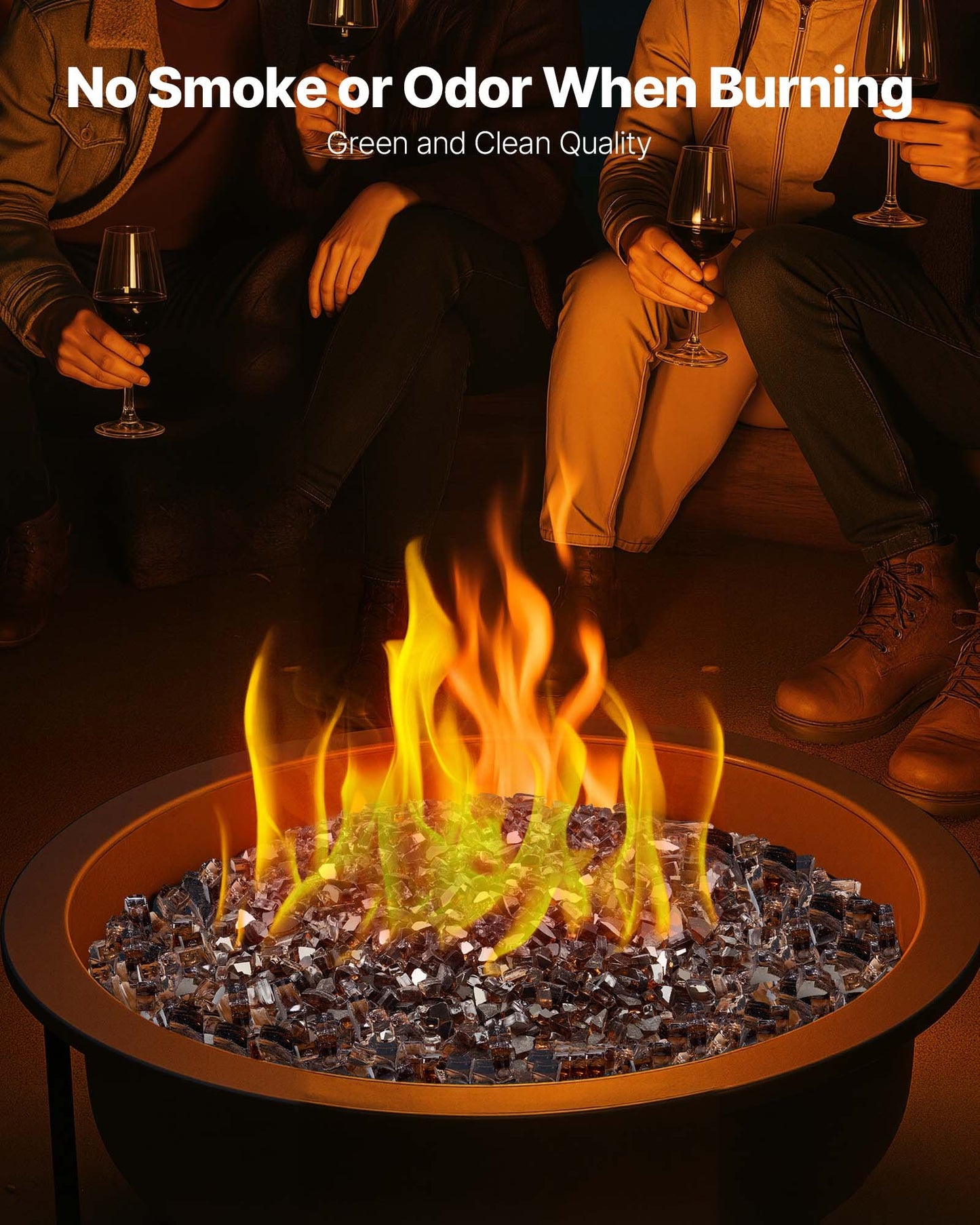 Fire Glass, 20 LBS / 9.0 KG High-Temperature Resistant Fireplace Rocks, 1/2-Inch / 12.7 mm Reflective & Smokeless Firepit Glass Rock, High Luster Stone Landscaping for Fire Pit Table, Copper