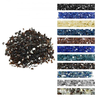 Fire Glass, 10 LBS / 4.5 KG High-Temperature Resistant Fireplace Rocks, 1/2-Inch / 12.7 mm Reflective & Smokeless Firepit Glass Rock, High Luster Stone Landscaping for Fire Pit Table, Copper