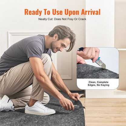 Slip-Resistant Rug Pad, Protective Cushioning Carpet Pad, 2'x8' (7.87' Actual) - 1/4"Thick - Dual Surface - Polyester Felt + Latex, 1-2㎡ Area Carpet Padding Rug Cushion Safe for All Floors, Grey