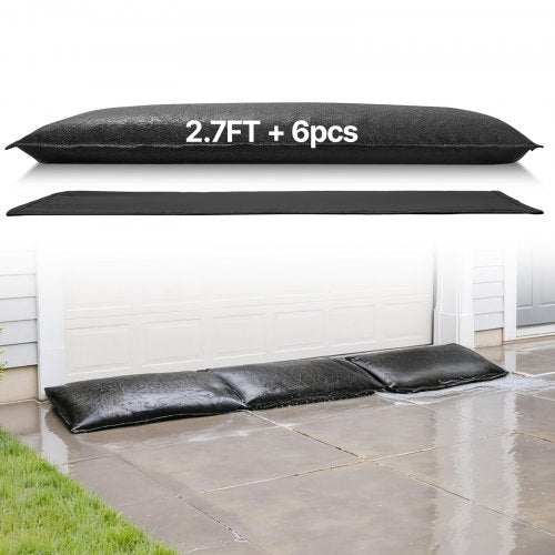 Flood Barrier, 6 Pack, 2.7 x 1.4 ft Flood Bags Activated by Water, Reusable Water Absorbent Barrier, Sandless Sandbags Blockage, Flooding Prevention Bags for Home, Doorways, Basement, Garage