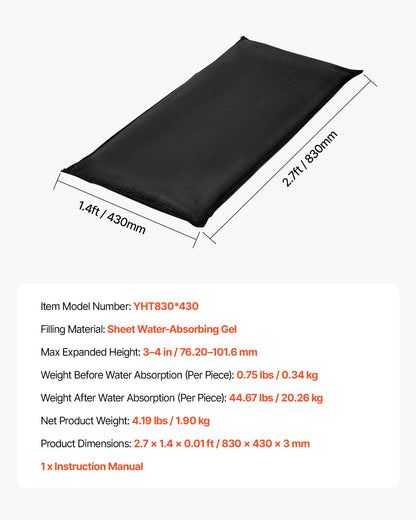 Flood Barrier, 6 Pack, 2.7 x 1.4 ft Flood Bags Activated by Water, Reusable Water Absorbent Barrier, Sandless Sandbags Blockage, Flooding Prevention Bags for Home, Doorways, Basement, Garage