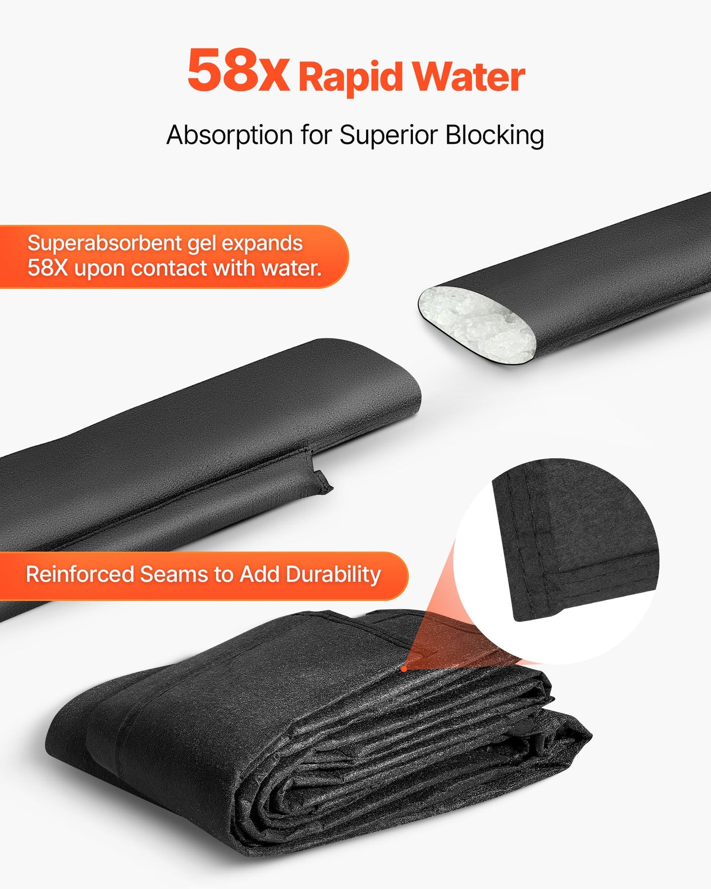 Flood Barrier, 8 Pack, 1.6 x 1.4 ft Flood Bags Activated by Water, Reusable Water Absorbent Barrier, Sandless Sandbags Blockage, Flooding Prevention Bags for Home, Doorway, Basement, Garage