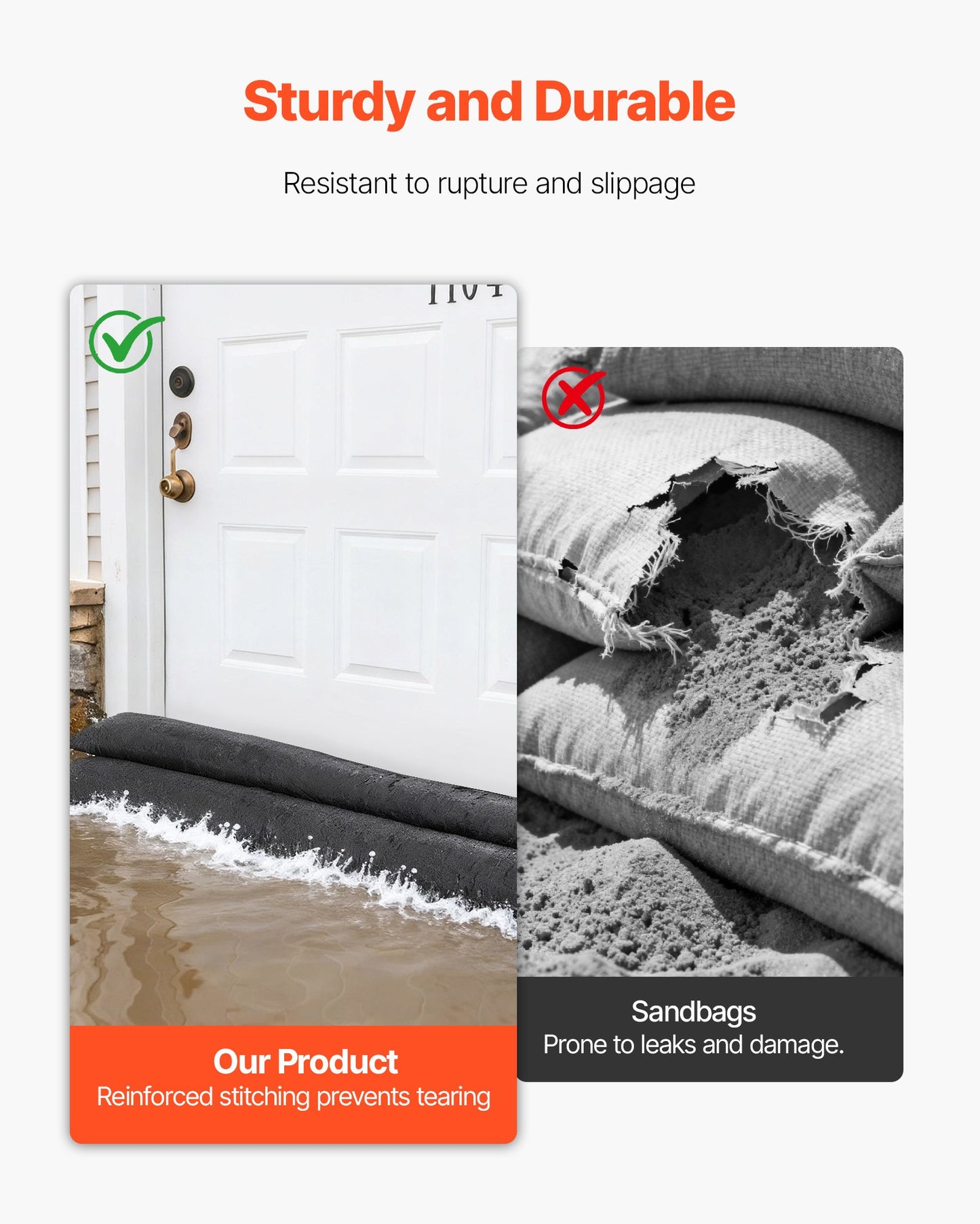 Flood Barrier, 8 Pack, 1.6 x 1.4 ft Flood Bags Activated by Water, Reusable Water Absorbent Barrier, Sandless Sandbags Blockage, Flooding Prevention Bags for Home, Doorway, Basement, Garage
