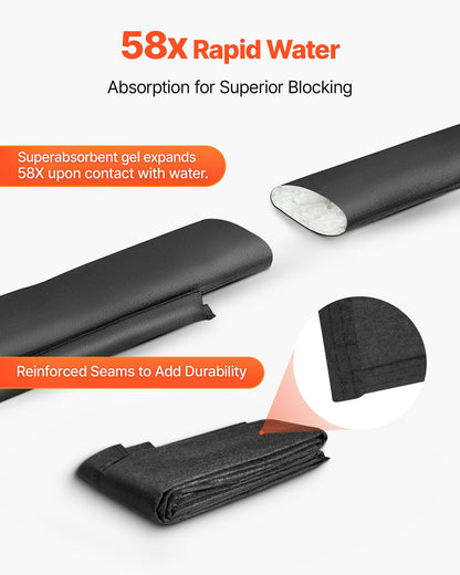 Flood Barrier, 8 Pack, 10 x 0.7 ft Flood Bags Activated by Water, Reusable Water Absorbent Barrier, Sandless Sandbags Blockage, Flooding Prevention Bags for Home, Doorway, Basement, Garage