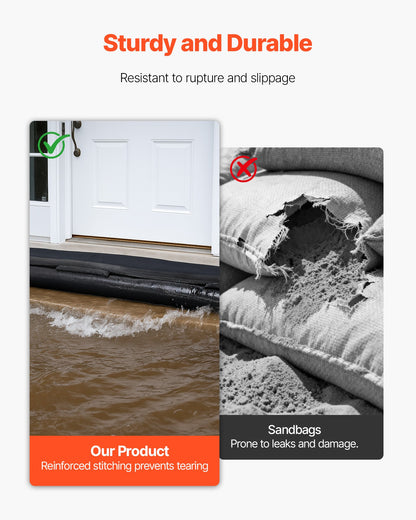 Flood Barrier, 8 Pack, 10 x 0.7 ft Flood Bags Activated by Water, Reusable Water Absorbent Barrier, Sandless Sandbags Blockage, Flooding Prevention Bags for Home, Doorway, Basement, Garage
