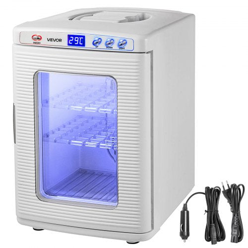 Reptile Incubator, 25L Scientific Lab Incubator, Cooling and Heating 5 °C to 42 °C Automatic Incubator, 12V/110V White Reptile Egg Breeding Hatchery Work for Thermostats Snakes and Turtles