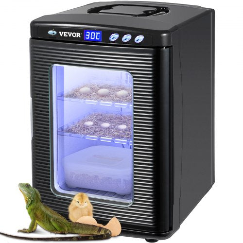 Egg Incubator and Hatcher 25L Black Reptile Egg Incubator 5-42°C Scientific Hatcher Heating Bright LED Digital Display For Small Animals