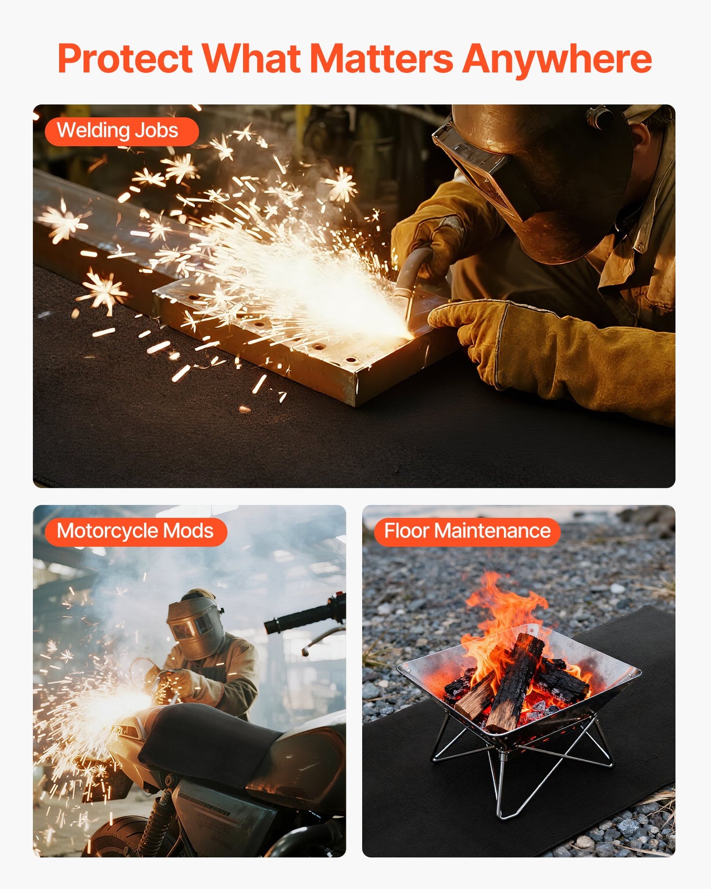 Carbon Felt Welding Blankets, 2-Pack 20" x 36" Flame Retardant Welding Blanket, Up to 1800°F Heat Resistant Safety Protection Blanket, 3.5mm Thickened Carbon Fiber Fireproof Insulation Mat Pad