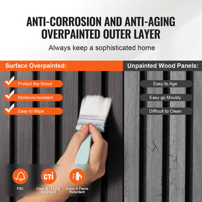 Holzlamellen Akustikpaneele 23,6 x 47,2 Zoll für moderne Wanddekoration Schwarzeiche