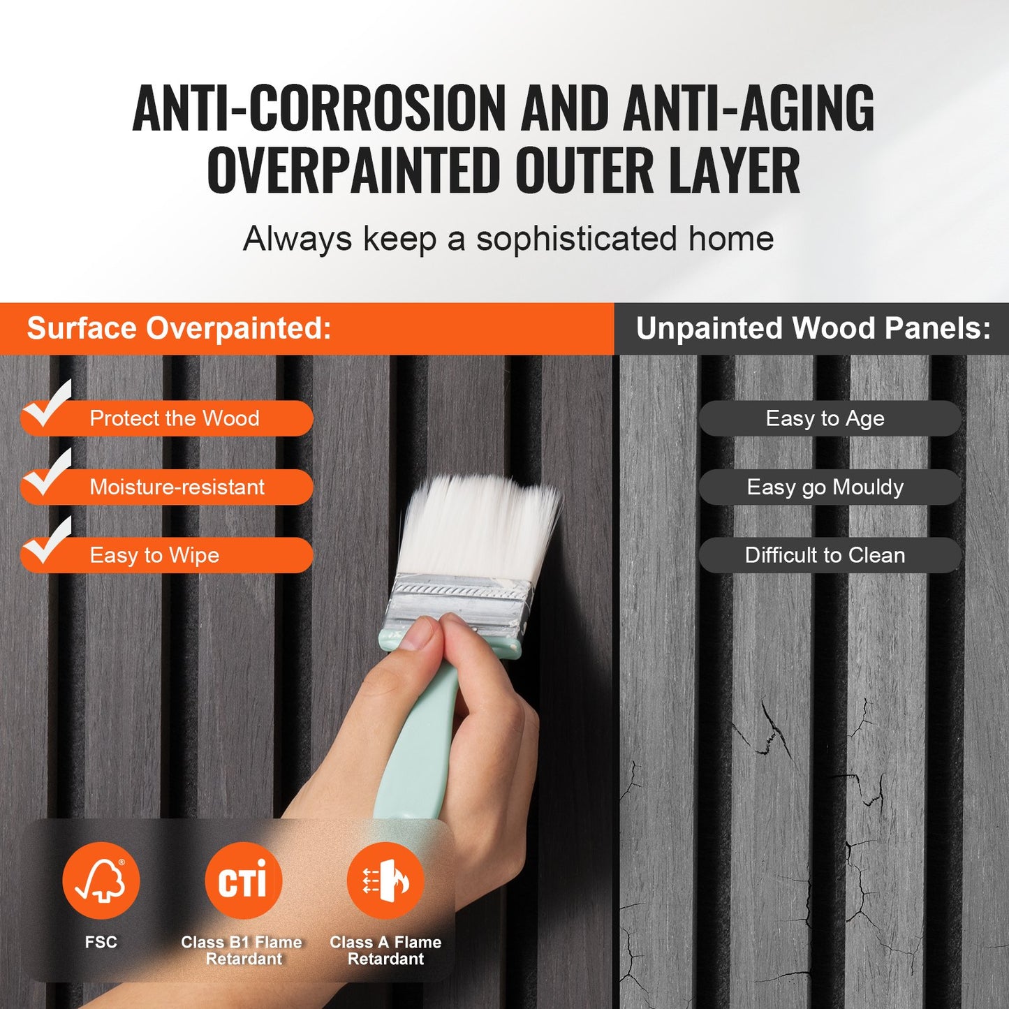 Trälameller akustikpaneler 7,9 x 94,5 tum för modern väggdekor svart ek