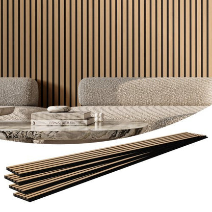 Wood Slat Acoustic Panels, 7.9 x 94.5 inch, MDF Accent Wooden Wall Panels for Modern Interior Wall Decor, Faux Wood Wall Board Panels for Noise Reduction, Light Oak