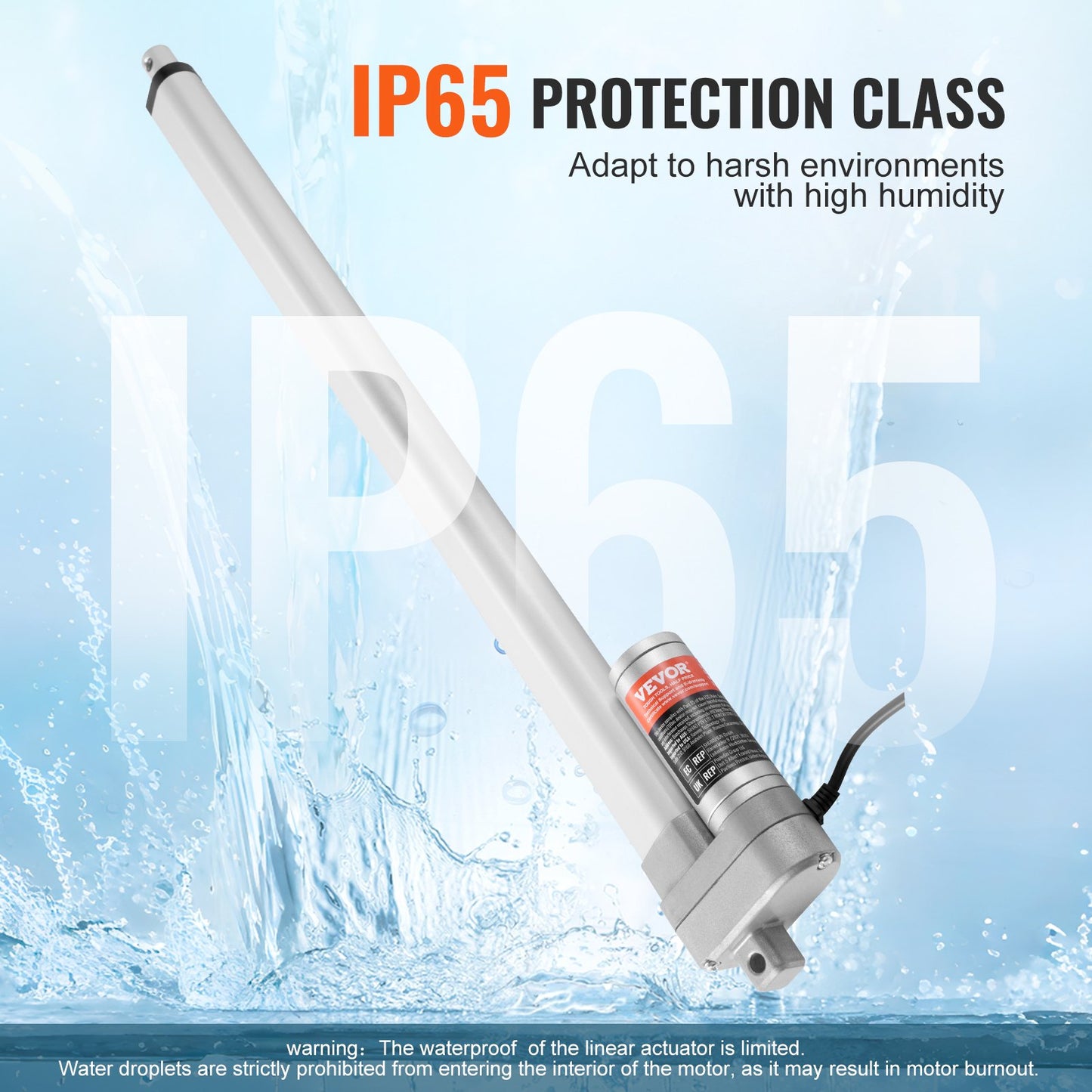 Linjär ställdon 12V 20 tum IP65 vattentät ställdon 660lbs/3000N 0,19"/s