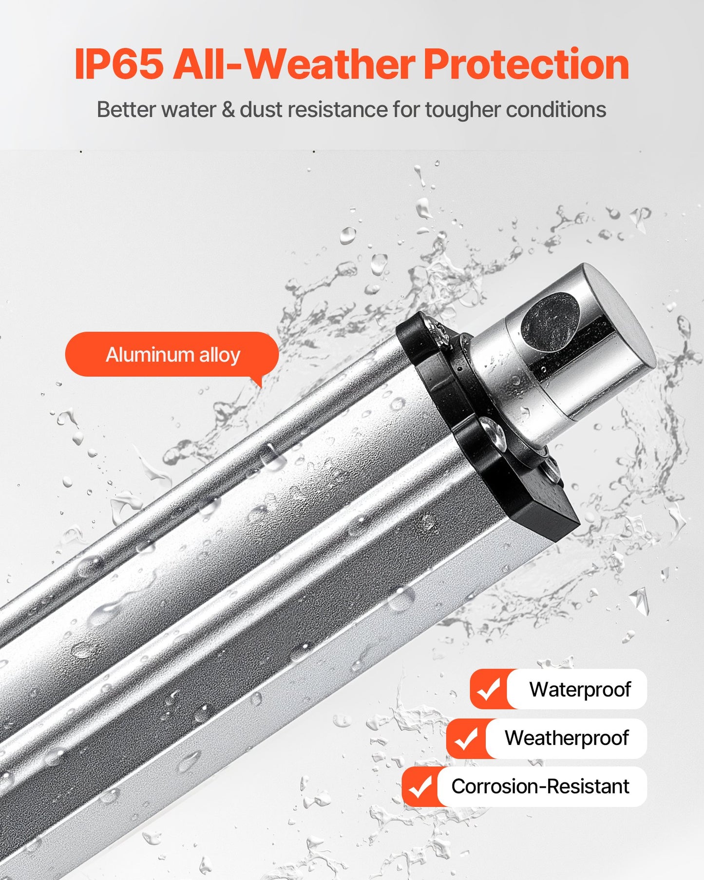 12V Linear Actuator, 4 Inch IP65 Waterproof Linear Actuator, 675lbs/3000N 0.2"/s Motion Actuators with Mounting Brackets for Outdoor Use