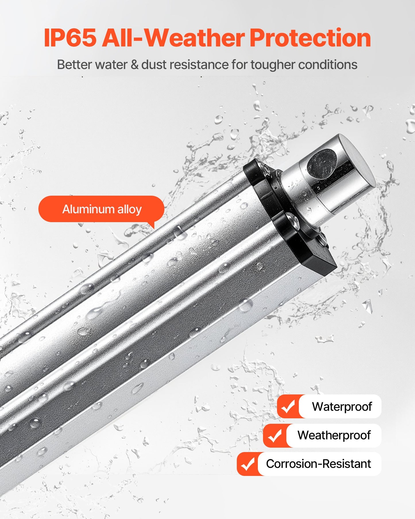 12V Linear Actuator, 6 Inch IP65 Waterproof Linear Actuator, 675lbs/3000N 0.2"/s Motion Actuators with Mounting Brackets for Outdoor Use