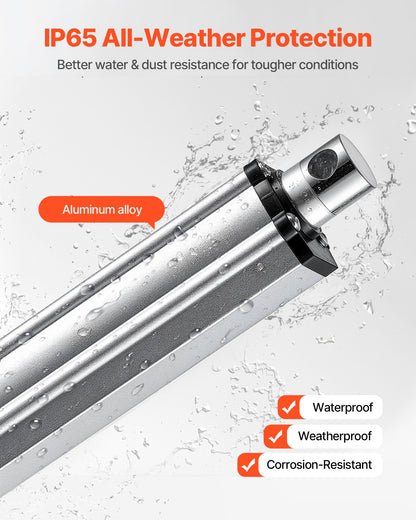 12V Linear Actuator, 6 Inch IP65 Waterproof Linear Actuator, 675lbs/3000N 0.2"/s Motion Actuators with Mounting Brackets for Outdoor Use