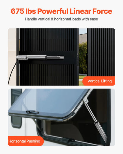 12V Linear Actuator, 8 Inch IP65 Waterproof Linear Actuator, 675lbs/3000N 0.2"/s Motion Actuators with Mounting Bracket for Outdoor Use