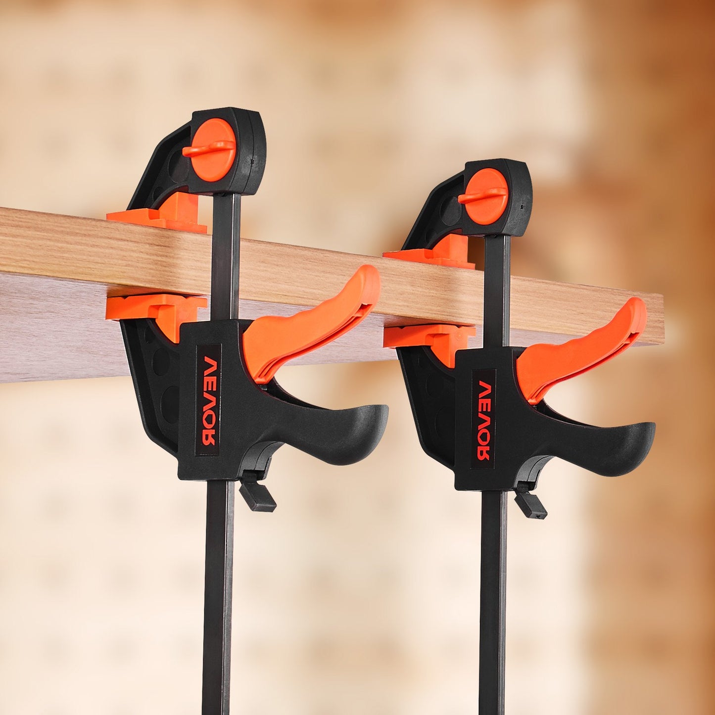 Bar Clamps for Woodworking, 2-Pack 12 inch and 2-Pack 6 inch, One-Handed Clamp/Spreader, Quick-Grip F-Clamp with 154 lbs Load Limit, Premium Plastic and Steel, for Woodworking Metal working