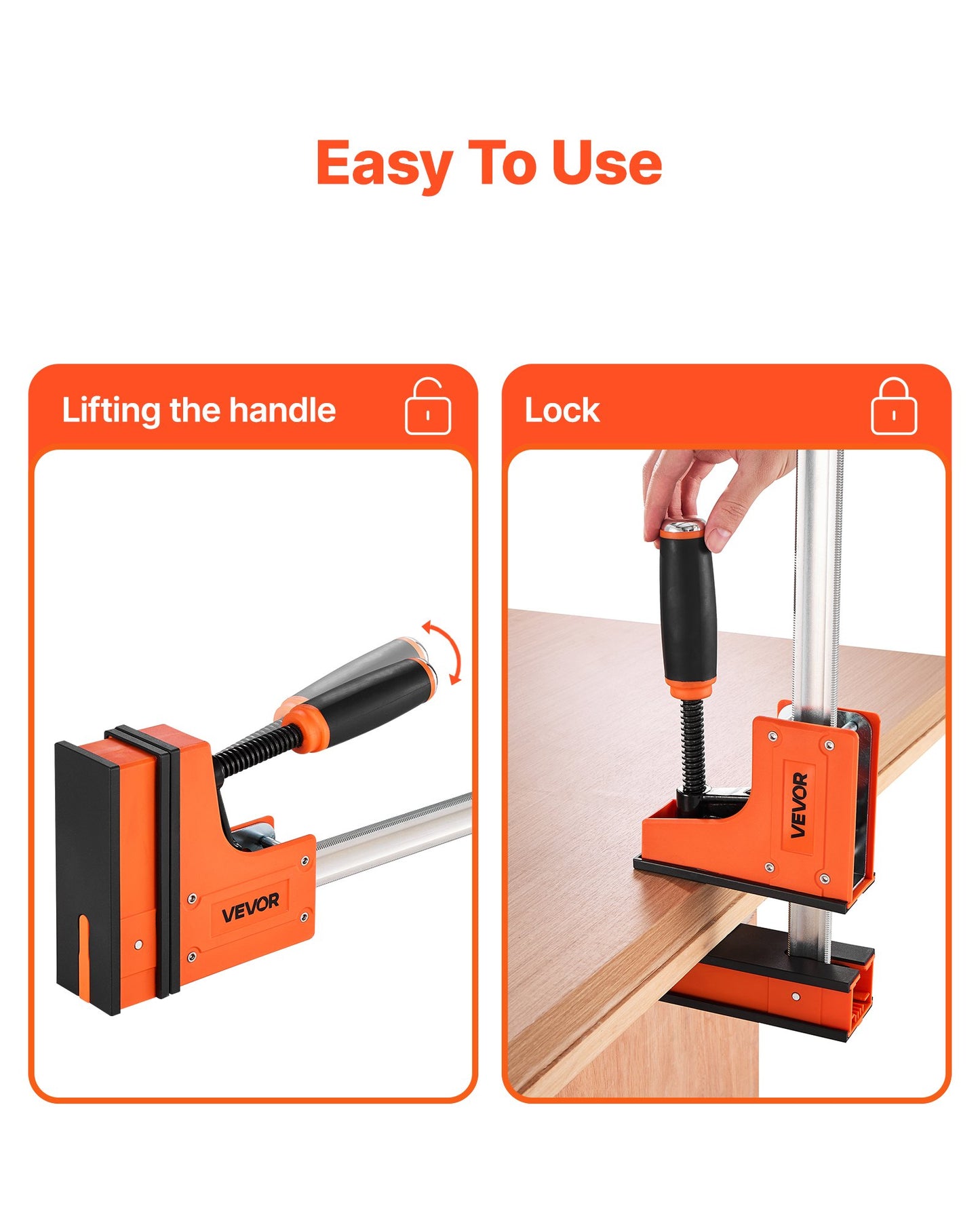 Bar Clamps for Woodworking, 2-Pack 24 inch Parallel Clamp Set, F-Clamp with 1500 lbs Load Limit, Even Pressure, High-strength Plastic and Carbon Steel, for Woodworking Metal Working, Orange