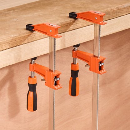 Bar Clamps for Woodworking, 2-Pack 24 inch Opening, Lockable F-Clamp with 600 lbs Load Limit, 2-1/2 inch Depth, Cast Iron and Carbon Steel, Easy to Use, Wood Clamps for Woodworking Metal Working