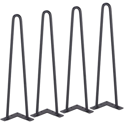 482,6 MM hårnålsmöbelben, gör-det-själv-projekt i metall för nattduksbord, soffbord, skrivbord, 226,8 kg belastningskapacitet med golvskydd av gummi, tunga metall, robusta moderna bordsben, 4 st.